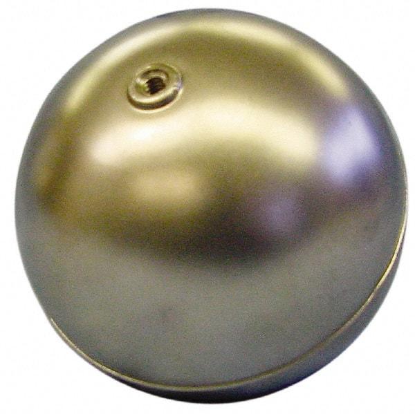 Made in USA - 2-3/8" Diam, Spherical, Internal Connection, Metal Float - 1/4-20 Thread, Copper, 25 Max psi, 24 Gauge - Americas Industrial Supply