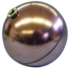Made in USA - 6" Diam, Spherical, Hex Spud Connection, Metal Float - 3/8-16 Thread, Copper, 25 Max psi, 23 Gauge - Americas Industrial Supply