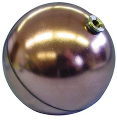 Made in USA - 6" Diam, Spherical, Hex Spud Connection, Metal Float - 1/4 NPT Thread, Copper, 25 Max psi, 23 Gauge - Americas Industrial Supply