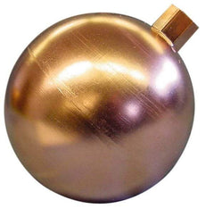 Made in USA - 9" Diam, Spherical, Round Spud Connection, Metal Float - 3/8 NPT Thread, Copper, 25 Max psi, 20 Gauge - Americas Industrial Supply