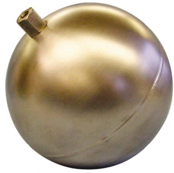 Made in USA - 4" Diam, Spherical, Hex Spud Connection, Metal Float - 1/4-20 Thread, Stainless Steel, 900 Max psi, 19 Gauge - Americas Industrial Supply