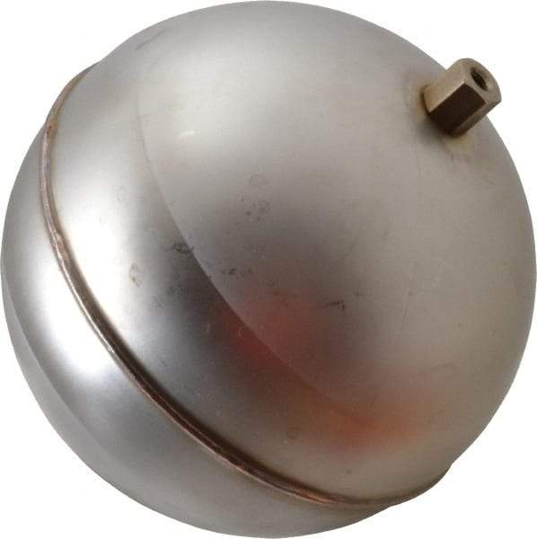 Made in USA - 6" Diam, Spherical, Hex Spud Connection, Metal Float - 1/4-20 Thread, Stainless Steel, 800 Max psi, 18 Gauge - Americas Industrial Supply