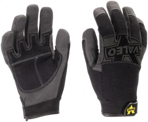 Valeo - Size S (7-8) Synthetic Leather General Protection Work Gloves - For Mechanic's & Lifting, Uncoated, Hook & Loop Cuff, Full Fingered, Black, Paired - Americas Industrial Supply