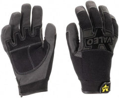 Valeo - Size S (7-8) Synthetic Leather General Protection Work Gloves - For Mechanic's & Lifting, Uncoated, Hook & Loop Cuff, Full Fingered, Black, Paired - Americas Industrial Supply