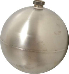 Made in USA - 7" Diam, Spherical, Hex Spud Connection, Metal Float - 3/8" Straight Thread, Stainless Steel, 650 Max psi, 14 Gauge - Americas Industrial Supply