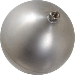 Made in USA - 8" Diam, Spherical, Hex Spud Connection, Metal Float - 3/8" Straight Thread, Stainless Steel, 450 Max psi, 21 Gauge - Americas Industrial Supply