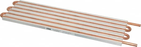 Lytron - 12" Long x 3-3/4" High, Straight Connection Copper Tube Cold Plate - 1/4 OD Tube, 6-Pass Fluid Path, Water Cooling, 0.31" Thick - Americas Industrial Supply