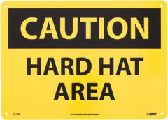 NMC - "Caution - Hard Hat Area", 10" Long x 14" Wide, Fiberglass Safety Sign - Rectangle, 0.095" Thick, Use for Accident Prevention - Americas Industrial Supply