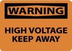 NMC - "Warning - High Voltage Keep Away", 10" Long x 14" Wide, Fiberglass Safety Sign - Rectangle, 0.095" Thick, Use for Accident Prevention - Americas Industrial Supply