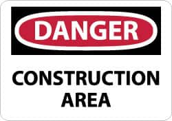 NMC - "Danger - Construction Area", 10" Long x 14" Wide, Fiberglass Safety Sign - Rectangle, 0.095" Thick, Use for Security & Admittance - Americas Industrial Supply