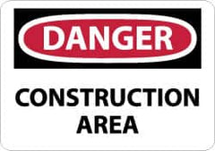 NMC - "Danger - Construction Area", 7" Long x 10" Wide, Aluminum Safety Sign - Rectangle, 0.04" Thick, Use for Accident Prevention - Americas Industrial Supply