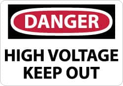 NMC - "Danger - High Voltage - Keep Out", 10" Long x 14" Wide, Fiberglass Safety Sign - Rectangle, 0.095" Thick, Use for Accident Prevention - Americas Industrial Supply