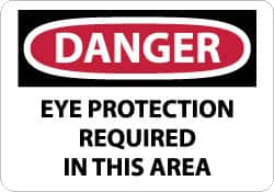 NMC - "Danger - Eye Protection Required in This Area", 10" Long x 14" Wide, Fiberglass Safety Sign - Rectangle, 0.095" Thick, Use for Accident Prevention - Americas Industrial Supply