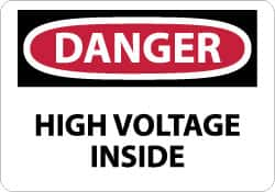 NMC - "Danger - High Voltage Inside", 10" Long x 14" Wide, Fiberglass Safety Sign - Rectangle, 0.095" Thick, Use for Accident Prevention - Americas Industrial Supply