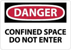 NMC - Accident Prevention Label, Header: DANGER - Legend: Danger - Confined Space - Do Not Enter, English, Red, Black & White, 5" Long x 3" High, Sign Muscle Finish - Americas Industrial Supply