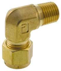 Parker - 1/2" OD, Brass Male Elbow - 2,200 Max Working psi, 7/8" Hex, Comp x MNPT Ends - Americas Industrial Supply