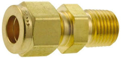Parker - 5/8" OD, Brass Male Connector - 2,000 Max Working psi, 15/16" Hex, Comp x MNPT Ends - Americas Industrial Supply