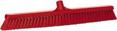 Vikan - 24" Fine Particle Synthetic Push Broom - 2" Bristle Length, Plastic Block, European Threaded Handle Connection - Americas Industrial Supply