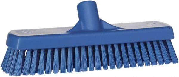 Vikan - 1.7" Bristle Length, Polyester Scrub Brush - 2-1/2" Wide Head, 19" OAL, Blue, Polypropylene Block - Americas Industrial Supply