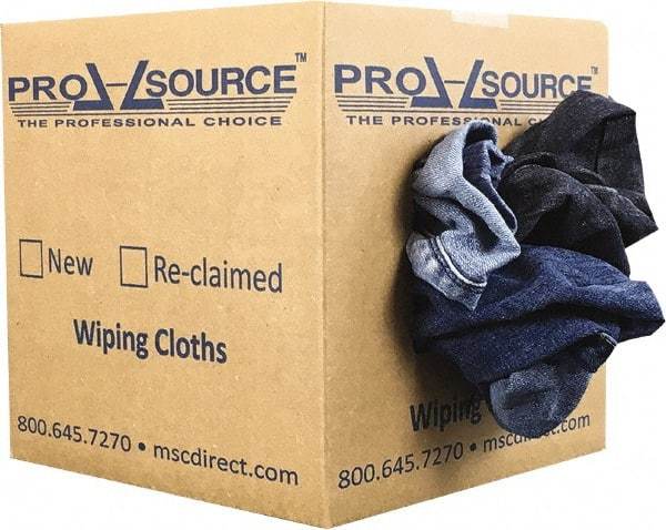 PRO-SOURCE - Reclaimed Rags - Assorted Colors, Denim, Low Lint, 5 Lbs. at 2 to 4 per Pound, Box - Americas Industrial Supply