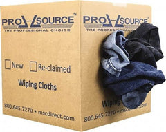 PRO-SOURCE - Reclaimed Rags - Assorted Colors, Denim, Low Lint, 5 Lbs. at 2 to 4 per Pound, Box - Americas Industrial Supply