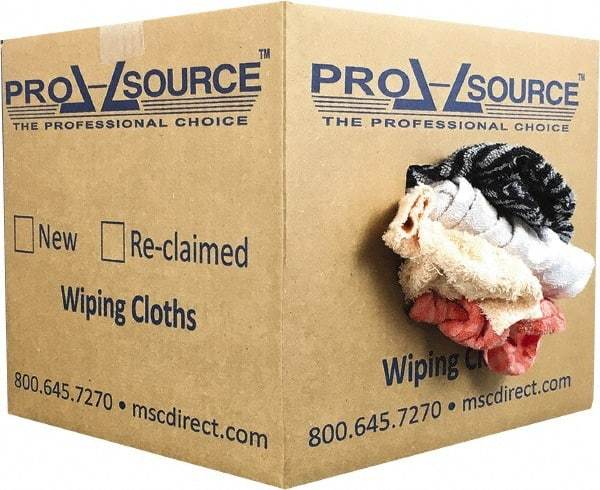 PRO-SOURCE - Reclaimed Rags - Assorted Colors, Terry Cloth, Medium Lint, 10 Lbs. at 3 to 4 per Pound, Box - Americas Industrial Supply