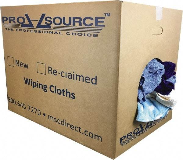 PRO-SOURCE - Reclaimed Rags - Assorted Colors, Terry Cloth, Medium Lint, 50 Lbs. at 3 to 4 per Pound, Box - Americas Industrial Supply
