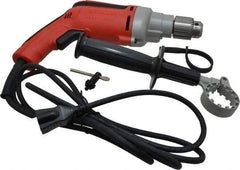 Milwaukee Tool - 3/8" Keyed Chuck, 1,200 RPM, Pistol Grip Handle Electric Drill - 7 Amps, 120 Volts, Reversible, Includes 3/8" Magnum Drill, Chuck Key with Holder, Side Handle - Americas Industrial Supply