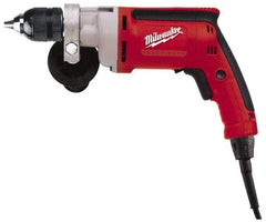 Milwaukee Tool - 3/8" Keyless Chuck, 1,200 RPM, Pistol Grip Handle Electric Drill - 7 Amps, 120 Volts, Reversible, Includes 3/8" Magnum Drill & Side Handle - Americas Industrial Supply