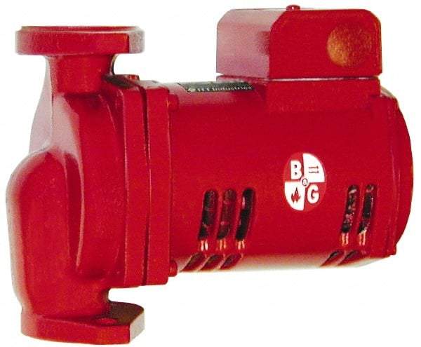 Bell & Gossett - 1/6 hp, 9-1/8" Long, 1 Phase, Cast Iron Housing, Noryl Impeller, Inline Circulator Pump - 115 Volt, 60 Hz, 6-3/8" Flange Width, Bell & Gossett Part No. 1BL002, 150 Max psi, ODP Motor - Americas Industrial Supply