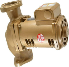 Bell & Gossett - 1/6 hp, 9-1/8" Long, 1 Phase, Bronze Housing, Noryl Impeller, Inline Circulator Pump - 115 Volt, 60 Hz, 6-3/8" Flange Width, Bell & Gossett Part No. 1BL004, 150 Max psi, ODP Motor - Americas Industrial Supply