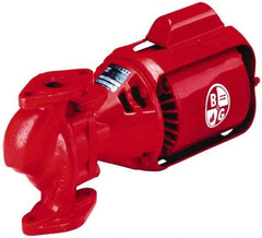 Bell & Gossett - 3/4 hp, 20-1/4" Long, 3 Phase, Cast Iron Housing, Brass Impeller, Inline Circulator Pump - 208/230/460 Volt, 60 Hz, 12" Flange Width, Flanges Included, Bell & Gossett Part No. 105101, 125 Max psi, ODP Motor - Americas Industrial Supply