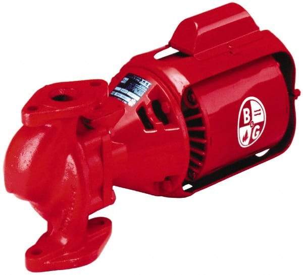 Bell & Gossett - 1/4 hp, 17-1/4" Long, 1 Phase, Cast Iron Housing, Brass Impeller, Inline Circulator Pump - 115 Volt, 60 Hz, 10" Flange Width, Bell & Gossett Part No. 102218, 125 Max psi, ODP Motor - Americas Industrial Supply