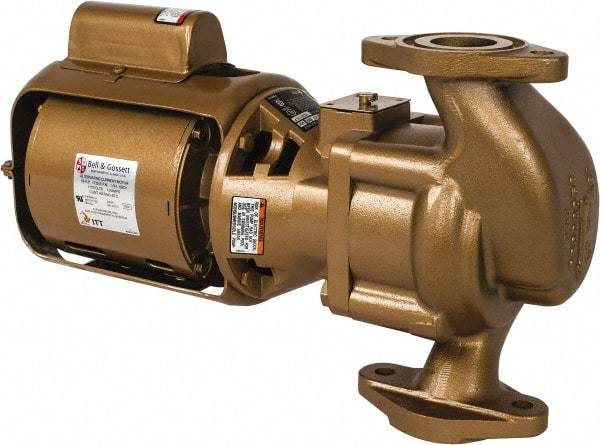 Bell & Gossett - 1/6 hp, 15-3/8" Long, 1 Phase, Bronze Housing, Phenolic Impeller, Inline Circulator Pump - 115 Volt, 60 Hz, 8-1/2" Flange Width, Bell & Gossett Part No. 102213, 125 Max psi, ODP Motor - Americas Industrial Supply