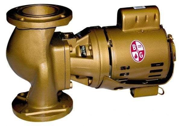 Bell & Gossett - 1/6 hp, 16-5/8" Long, 1 Phase, Bronze Housing, Brass Impeller, Inline Circulator Pump - 115 Volt, 60 Hz, 8-1/2" Flange Width, Bell & Gossett Part No. 102217, 125 Max psi, ODP Motor - Americas Industrial Supply