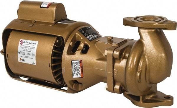 Bell & Gossett - 1/12 hp, 14-7/8" Long, 1 Phase, Bronze Housing, Brass Impeller, Inline Circulator Pump - 115 Volt, 60 Hz, 6-3/8" Flange Width, Bell & Gossett Part No. 106197, 125 Max psi, ODP Motor - Americas Industrial Supply