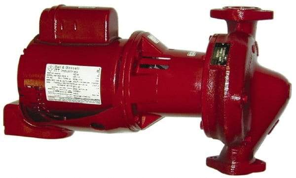 Bell & Gossett - 1/2 hp, 23" Long, 1 Phase, Cast Iron Housing, Cast Bronze Impeller, Inline Circulator Pump - 115/230 Volt, 60 Hz, 13-1/2" Flange Width, Flanges Included, Bell & Gossett Part No. 60-15, 175 Max psi, ODP Motor - Americas Industrial Supply