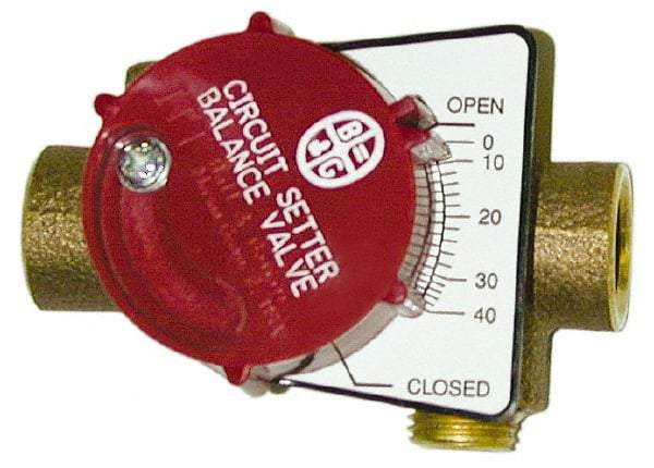 Bell & Gossett - 1" Pipe, Solder End Connections, Inline Calibrated Balance Valve - 4-9/32" Long, 3-11/32" High, 200 Max psi, Brass Body - Americas Industrial Supply