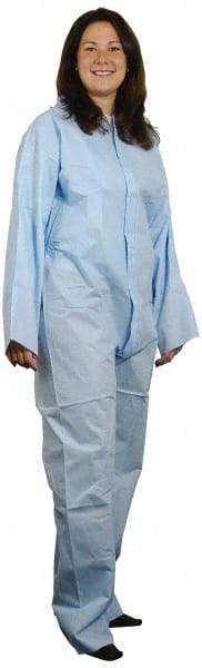 PRO-SAFE - Size 3XL Polypropylene General Purpose Coveralls - Blue, Zipper Closure, Elastic Cuffs, Elastic Ankles, Serged Seams, ISO Class 7 - Americas Industrial Supply