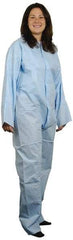 PRO-SAFE - Size 4XL SMS Chemical Resistant Coveralls - Blue, Zipper Closure, Elastic Cuffs, Elastic Ankles, Serged Seams, ISO Class 6 - Americas Industrial Supply