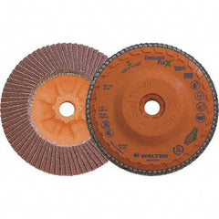 WALTER Surface Technologies - 60 Grit, 4-1/2" Disc Diam, 5/8-11 Center Hole, Zirconia Alumina Flap Disc - 13,300 Max RPM, Plastic Backing, Arbor Attaching System, Coated - Americas Industrial Supply