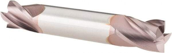 SGS - 1/2", 5/8" LOC, 1/2" Shank Diam, 3" OAL, 4 Flute, Solid Carbide Square End Mill - Double End, TiCN Finish, Spiral Flute, 30° Helix, Centercutting, Right Hand Cut, Right Hand Flute, Series 14 - Americas Industrial Supply