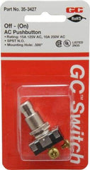 GC/Waldom - 1/2 Inch Mount Hole, Pushbutton Switch Only - Round, Chrome Pushbutton, Nonilluminated, Momentary (MO), Off-On - Americas Industrial Supply