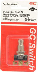 GC/Waldom - 1/2 Inch Mount Hole, Pushbutton Switch Only - Round, Chrome Pushbutton, Nonilluminated, Maintained (MA), On-On - Americas Industrial Supply