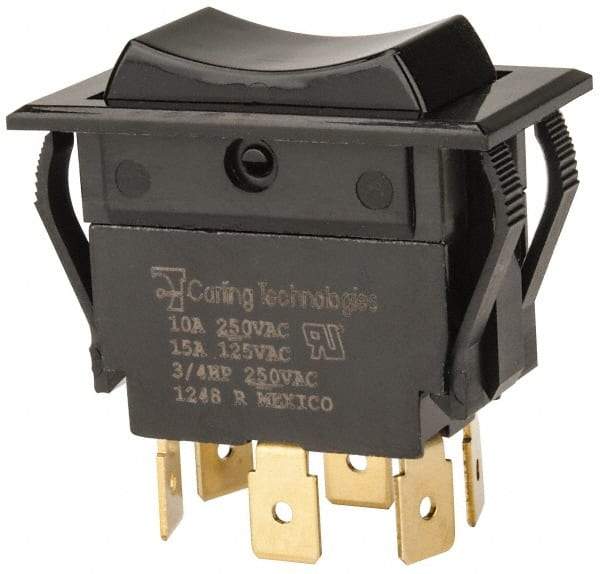 GC/Waldom - DPDT, Momentary (MO), On-Off-On Sequence, Appliance Rocket Switch - 15 Amps at 125 Volts, 10 Amps at 250 Volts, 3/4 hp at 125/250 VAC, Quick Connect, Panel Mount - Americas Industrial Supply