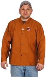 Stanco Safety Products - Size XL Welding & Flame Resistant/Retardant Jacket - Brown, Cotton, Snaps Closure, 46 to 48" Chest - Americas Industrial Supply