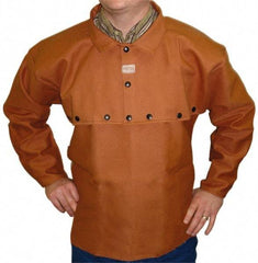 Stanco Safety Products - Size L, 42-44" Chest, 20" Long, Flame Resistant, Cape Sleeves & Bib - Cotton, 12 oz, Russet - Americas Industrial Supply