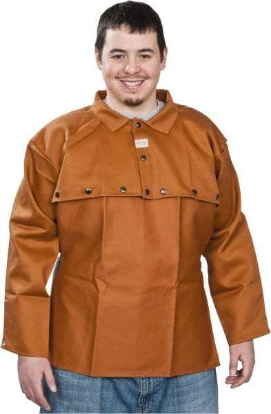 Stanco Safety Products - Size XL, 46-48" Chest, 20" Long, Flame Resistant, Cape Sleeves & Bib - Cotton, 12 oz, Russet - Americas Industrial Supply