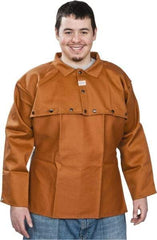 Stanco Safety Products - Size XL, 46-48" Chest, 20" Long, Flame Resistant, Cape Sleeves & Bib - Cotton, 12 oz, Russet - Americas Industrial Supply