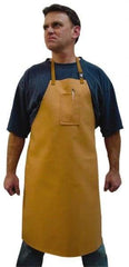 Stanco Safety Products - 24 x 36" Flame Resistant/Retardant & Welding Bib Apron - Cotton, 12 oz Material, Brown, 1 Pocket - Americas Industrial Supply